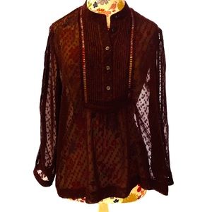 Madewell Wine Colored Bibbed Blouse